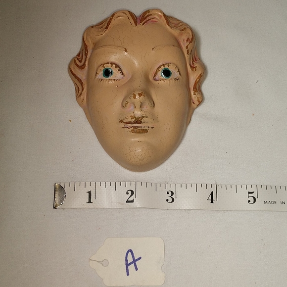 Vintage Hard Plastic Painted Face with Molded Hair